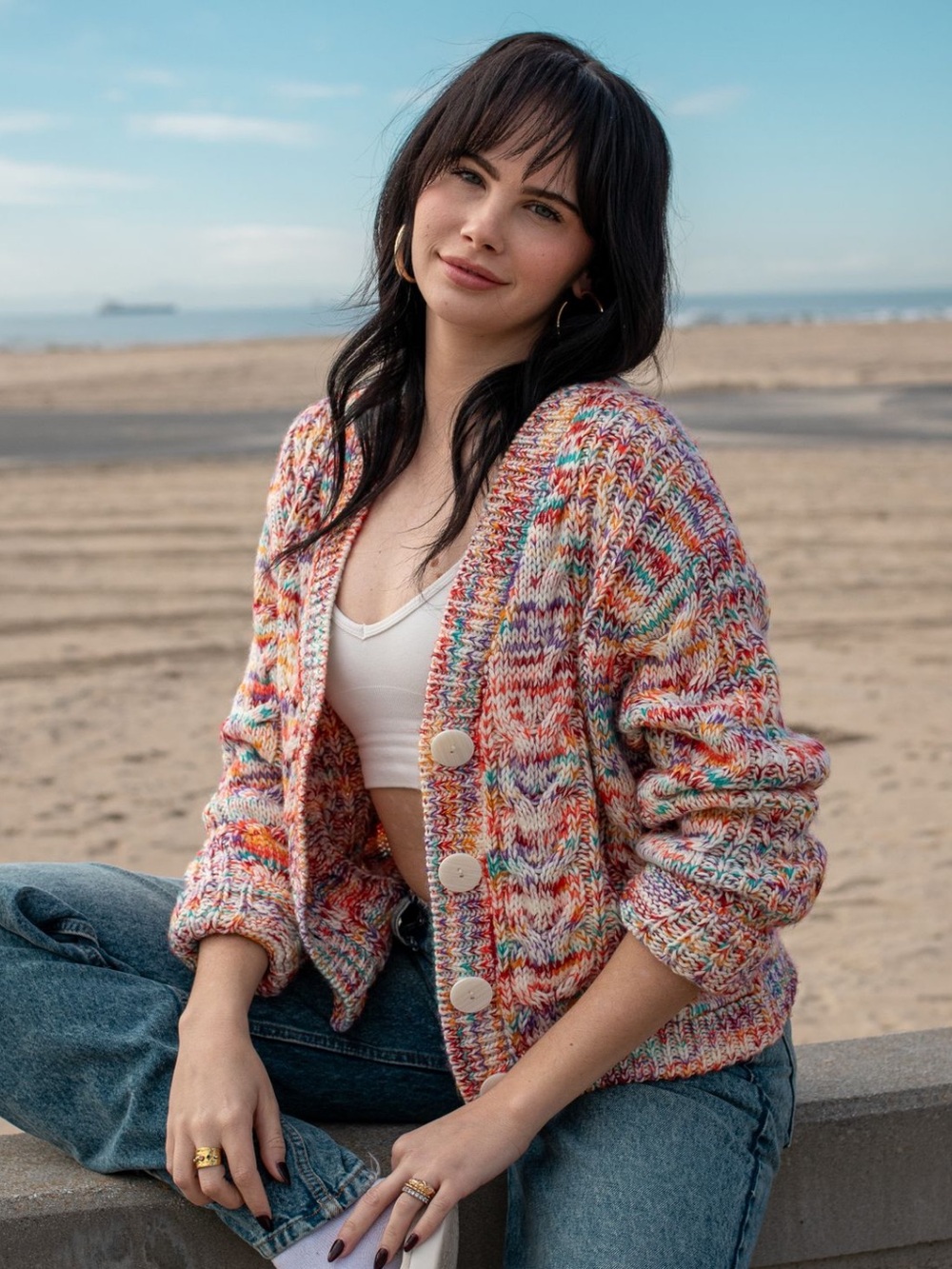 Multicolor Chunky Knit Button-Front Cardigan - Women's Sweater